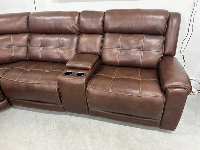 Concord 6-Piece Leather Power Reclining Sectional + Power Headrests