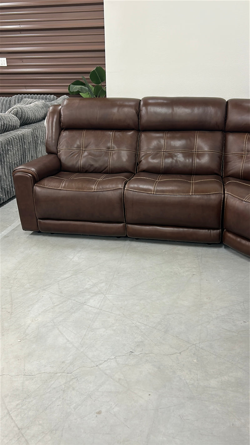 Concord 6-Piece Leather Power Reclining Sectional + Power Headrests