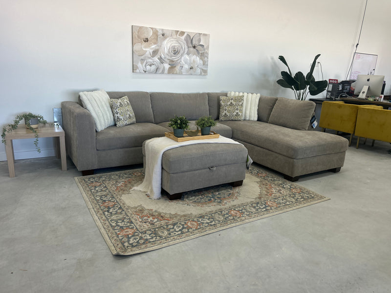 L- Shape sectional with storage ottoman
